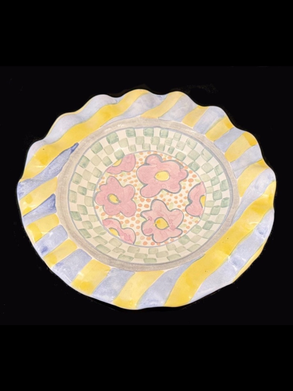 1993 MacKenzie-Childs Myrtle 9" Fluted Ruffled Plate Victoria & Richard